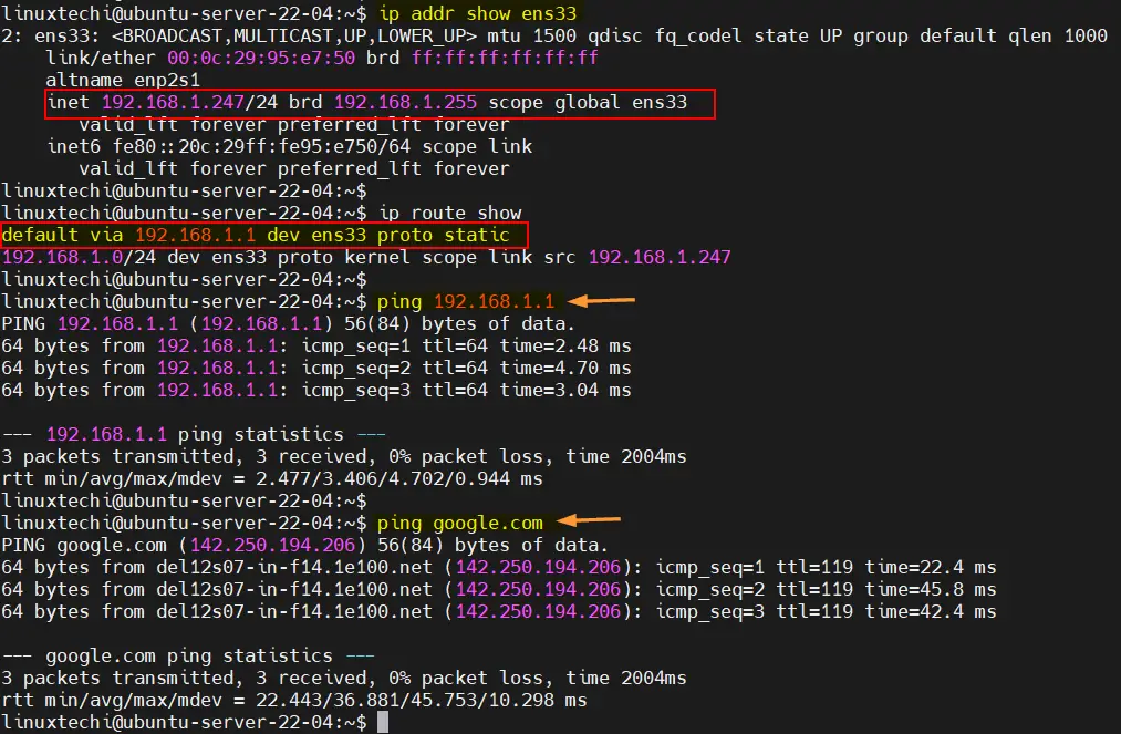 Now You have successfully set up the static ip